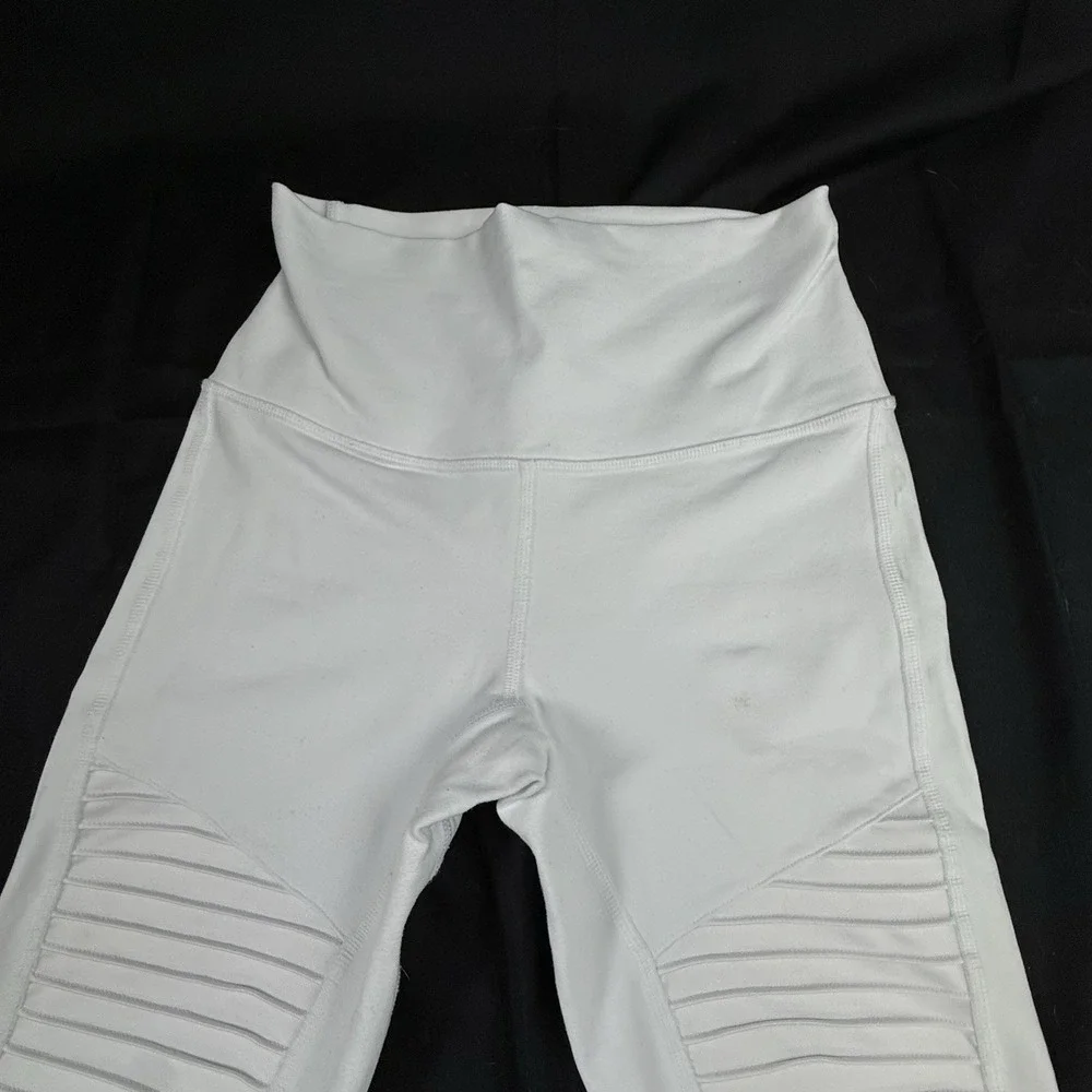 Alo Yoga Leggings Womens Small White Moto High Waist Mesh Panel Pants Activewear